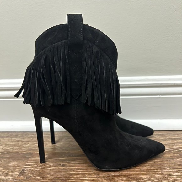 Saint Laurent Paris 105 Pump Fringe Suede Bootie